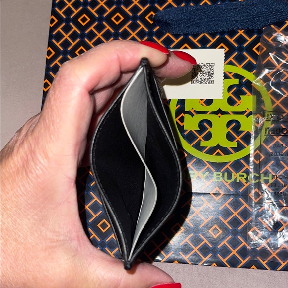 Tory Burch Black Leather Card Holder NWT shopping bag including - Picture 3 of 3
